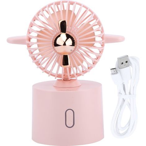 Wiederaufladbarer USB-Tischventilator mit oszillierendem Kopf – Rosa für Schlafzimmer und Büro (1/5)
