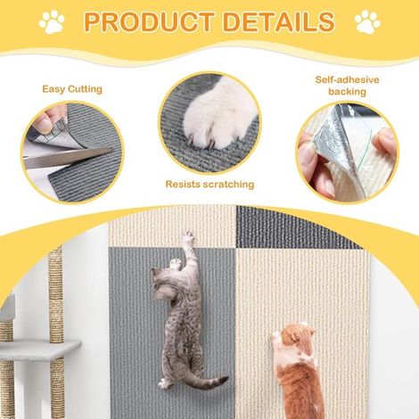 Selbstklebende Kratzschutzmatte 200 x 40 cm Kratzmatte Katze Sofa-Kratzschutz zuschneidbarer Katzenkratzbaum Schutz DIY-Krallenteppich für Sofa beige (1/4)