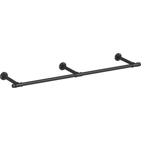 HSR104B01 Tringle à vêtements murale industrielle peu encombrante 30,4 x 170 x 7 cm Capacité de charge 68 kg Installation facile pour petite pièce Noir (1/5)