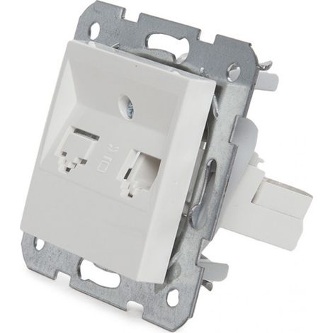 Toma de Teléfono Panasonic Karre 1 X Rj11 - Bastidor Metálico Garras - Tapa Frontal Blanca (1/3)