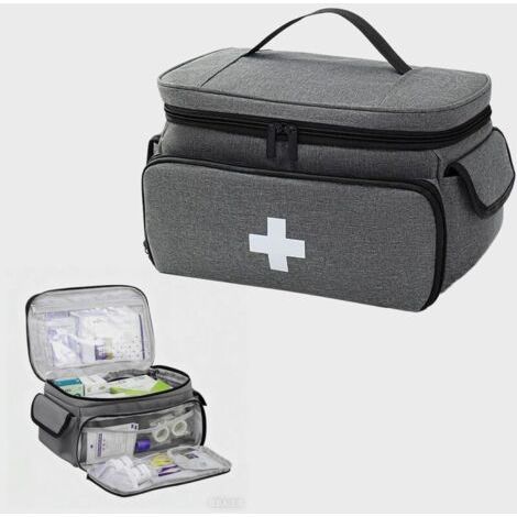 royaluxe-Trousse de Secours Vide Étanche, Trousse Pharmacie Voyage de Grande Capacité, Portable Sac de Médecine avce Sangle, Sac DUrgence Médical pour Activités de Plein Air,Maison,Voyages, gris (1/5)