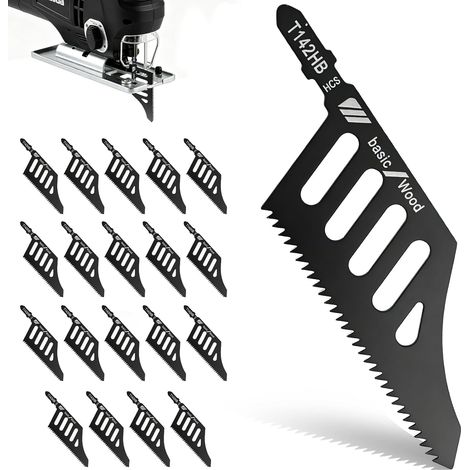 20 Pieces Jigsaw Blades for Wood 111mm 11TPI HCS T-Shank (1/5)