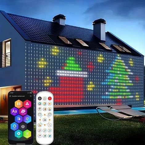 Guirlande Lumineuse Chambre, 2x2M Rideau Lumineux 400 LED, Contrle à APP et Télécommande, Sync Musique Guirlandes USB pour Décoration Intérieur Fenêtre Mariage Nol Halloween