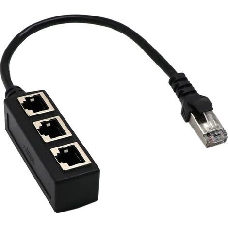 RJ45 Ethernet Splitter Cable, RJ45 Male to 3 Female Splitter Adapter, Professional RJ45 Ethernet Switch Adapter Cable for Home Office Ethernet Jack Connector (1/4)