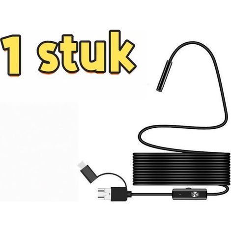 1 pièce - Sonde caméra - 3 en 1 - Endoscope pour téléphone portable - Adaptateur USB - Câble rigide 5,5 mm - 1 mètre (1/5)