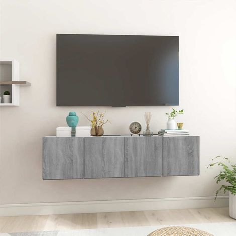 Lot de 2 Meubles TV pour Salon - Armoire TV suspendues Sonoma gris 60x30x30 cm Bois BV274314 - BonneVie (1/5)