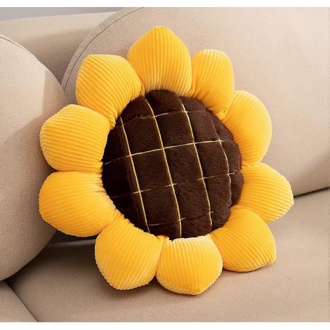 Weiches, blumengemustertes Kissen in Sonnenblumenform, Teppichkissen, passend zur Inneneinrichtung (15,35 Zoll). (1/4)