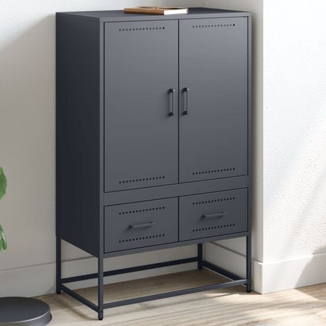 Buffet haut,Meuble de Rangement,Bahut pour Salon, Salle à Manger, Cuisine anthracite 68x39x111,5 cm acier CFW39555 (1/5)