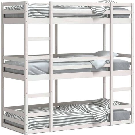 Maison Exclusive - Letto a Castello Triplo Bianco 90x190 cm Legno Massello di Pino