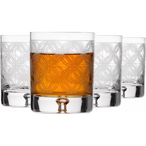 Verres à Whisky, Bourbon et Scotch 250 ml, Lot de 4 – Collection Saga – Verre en Cristal, Taillés – Faits à la Main – Idéal comme Cadeau, Petit, Multicolore Cut 1 (1/5)