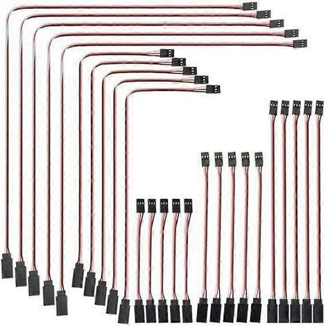 Lot de 25 câbles d'extension servo de type JR, câbles servo, connecteurs JR mâle et femelle, rallonge pour servo de voiture RC (1/5)