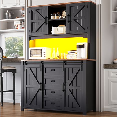 MEUBLIV Aparador de cocina 120x40x180 cm blanco – puertas acrílicas y LED (1/5)