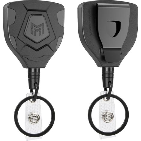 Enrouleur Badge Rétractable - 2 Packs - Acier et Polycarbonate - Clip Ceinture 32mm - Câble 80cm (1/5)