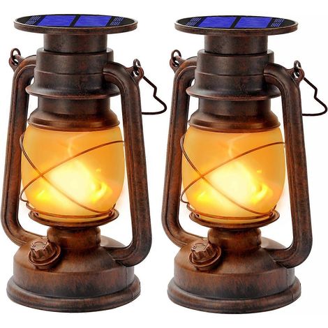 LED-Solarlaterne für den Außenbereich, Sturmlaterne mit Flamme