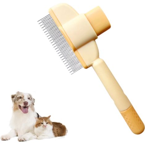 Brosse autonettoyante pour chats et chiens - Élimine les poils d'animaux - Brosse pour chats/chiens-AquaForge (1/4)
