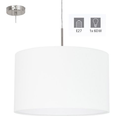 Lampadario A Sospensione Minimal Pasteri Acciaio Nichel Bianco 1 Luce E27 (1/5)