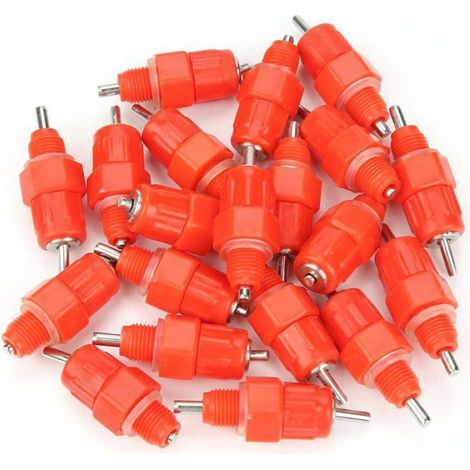 20 pcs Abreuvoir automatique à tétine pour poules et canards - Équipement rouge à visser (15 x 15 x 32 cm) (1/4)
