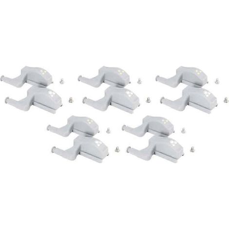 Lampe LED à 10 LED intégrée à la charnière d'une armoire, éclairage sous meuble, éclairage à détecteur de mouvement pour chambre à coucher (1/5)