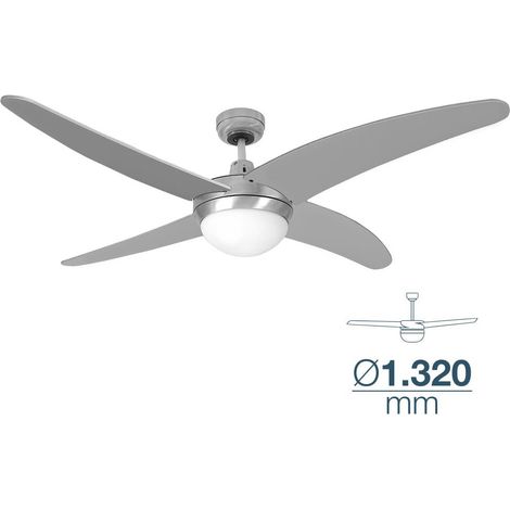 Ventilateur De Plafond Caspio Argent/Nickel Puissance: 60w Pales: Ø132cm Avec Télécommande Edm (1/3)