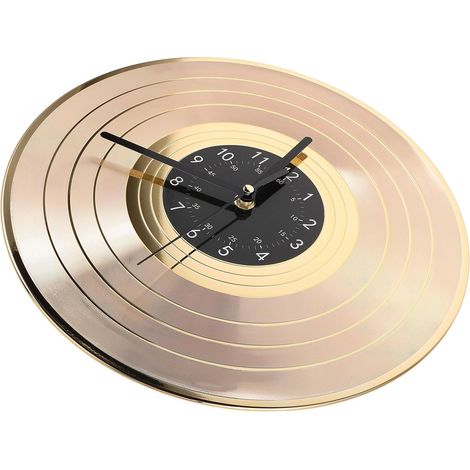 Horloge Murale Vinyle Ronde Mécanisme Silencieux Design Rétro Musical pour Décoration Intérieure Alimentée à Piles (1/5)