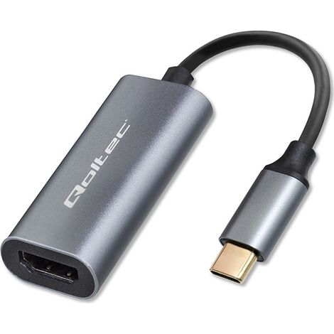 Adaptador Qoltec de aluminio USB-C 3.1 MHL a HDMI 4K  60 Hz  32 AWG para portátil y smartphone (1/5)