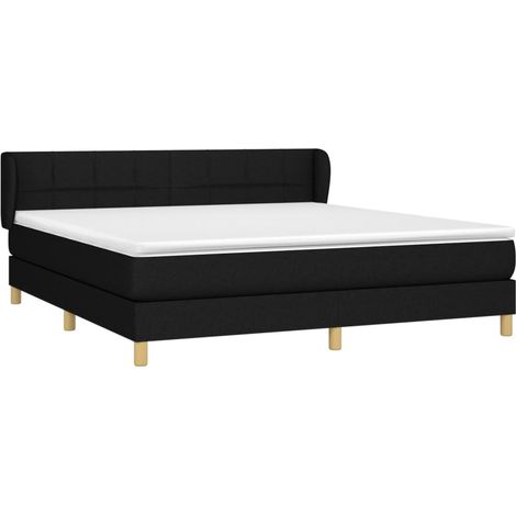 vidaXL Sommier à lattes de lit avec matelas Noir 180x200 cm Tissu (1/5)