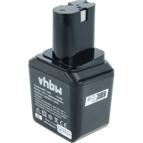 vhbw batteria compatibile con Bosch GSR 12 VES, GSR 12 VE utensile elettrico (3000 mAh, NiMH, 12 V)