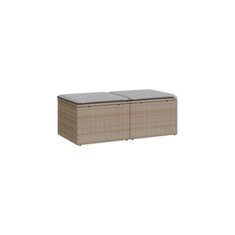 Salon de jardin avec coussins 2 pcs beige résine tressée acacia (1/5)