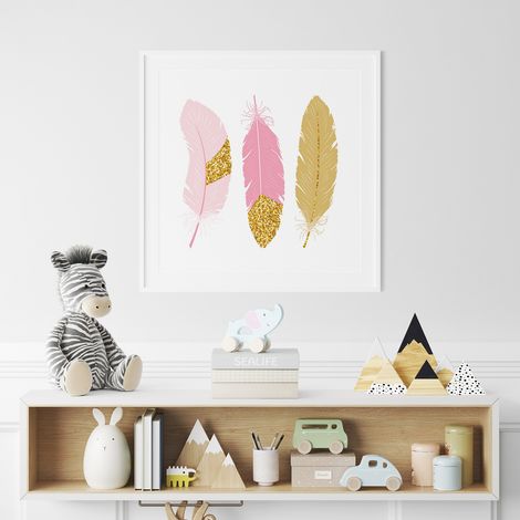 Poster / Affiche carrée Enfants - Plumes - 50x50 cm (1/3)