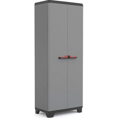 Keter Armario Stilo AltoAmario Alto de almacenajeResina2 Puertas y 3 baldas Regulables en AlturaColor Gris/Negro173 x 68 x 39 cm