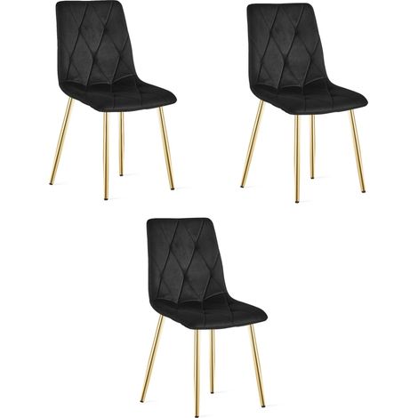 Silla Libra - terciopelo negro / patas doradas x 3 (1/5)