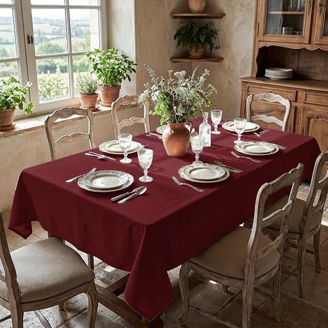 Nappe de Table étanche Déperlante en Tissu Rouge Vif (1/3)