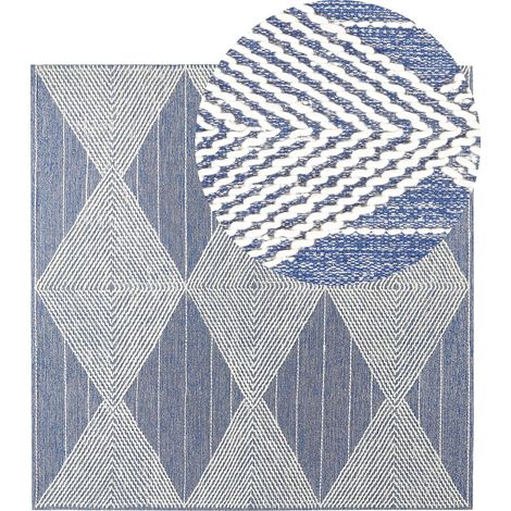 Rug DATCA Blue 200 x 200 cm Wool (1/5)