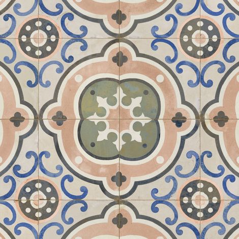Carrelage Vintage effet Carreau ciment Multicolore Gades 45x45x0,95 cm Florava - Sol et mur intérieur (vendu par carton de 1 m²) - RO'MA CARRELAGE