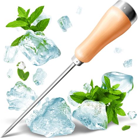 Outil à pic à glace avec aiguille en acier inoxydable et manche en bois ,Pics à glace pour briser glace dans congélateur avec manche (1/4)