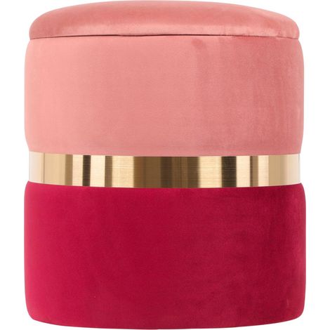 Marvin Pouf In Velluto Poggiapiedi Contenitore JOLENE Sgabello per Casa Soggiorno Camera da Letto Salotto Divano Tavolino Rotondo Poltrona Rosa / Borgogna (1/4)