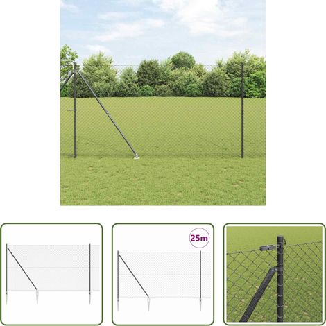 vidaXL Clôture en acier - Poteau de clôture. Gris 25 x 1,5 m (maille 60 x 60 mm) Acier (1/5)