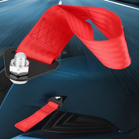 Sangle de remorquage universelle haute résistance pour voiture de course - Corde de traction rouge pour crochet avant et arrière (1/5)