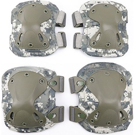 Ensemble de protections tactiques pour genoux et coudes, authentiques protections en mousse EVA haute densité de surplus militaire américain avec sangle réglable, durables et (1/5)