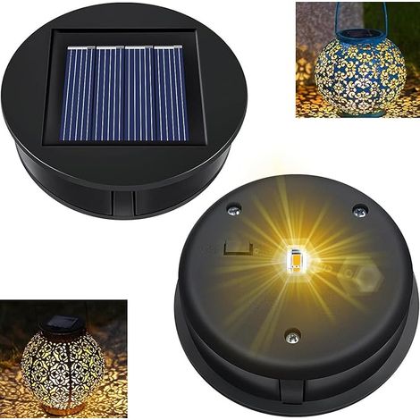 Set mit 2 Ersatz-Solarleuchten, Ersatz-Solarabdeckung (8 cm), wasserdichter Ersatz-Solarpanel-Laterne, Ersatz-Solarmodul für Garten- und Terrassenbeleuchtung (1/5)