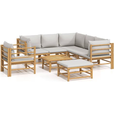 Maison Exclusive - 8-tlg. Garten-Lounge-Set mit Kissen Hellgrau B