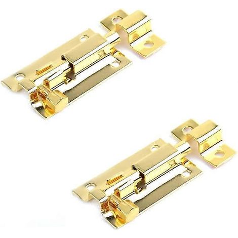 Set mit 2 Türschlössern aus Edelstahl, 7,6 cm, für Innentüren, Sicherheitsschloss, goldfarben, 89 x 29,3 mm