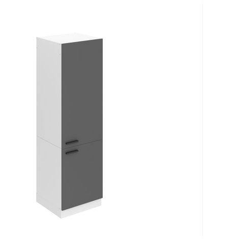 BELINI Colonne de Cuisine pour Réfrigérateur Encastrable SSL60 I Armoire de Cuisine avec 2 Portes I Meuble Cuisine - Teille: 57,6 x 60 x 204 cm I Armoire de Rangement - Couleur: Argent Mat (1/5)