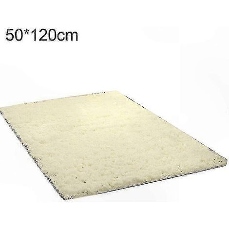 Tapis moelleux antidérapant pour salon, tapis de sol doux et moelleux, sous-tapis rembourré beige 50 x 120 cm (1/5)