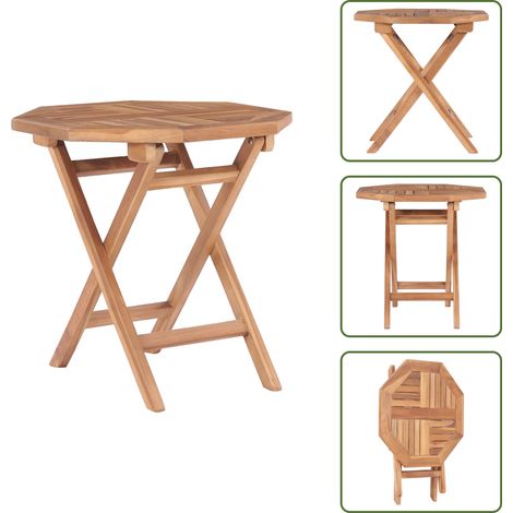 The Living Store Mesa de jardín plegable madera maciza de teca 45x45x45 cm - Mesa de exterior