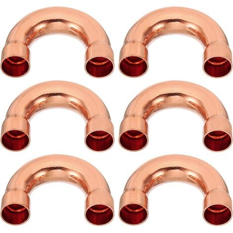 6pcs Raccord Coudé Cuivre pour Tuyaux Gaz, 16mm Raccord Tuyau d'Arrosage Durite Essence, Raccords Tuyauterie à Pression pour HVAC Climatisation Plomberie, Épaisseur 1mm - (1/4)