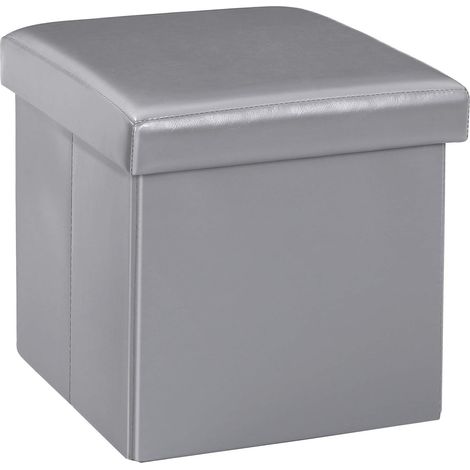 Petit siège de boîte de rangement pliable pour repose-pieds, coffre à jouets pour enfants avec couvercle, gris clair, 30x30x30cm