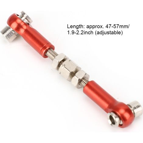 6-teiliges, verstellbares Lenkstangenset für 1/10 RC-Cars und Touring Buggys, 47 mm Länge, rotes Zubehör (1/5)