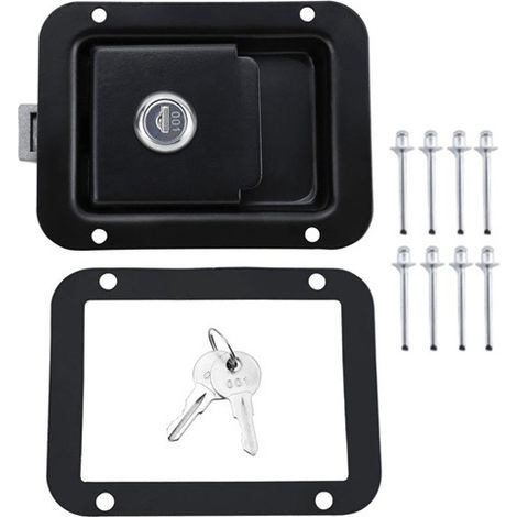Available in 1 color: Black Material: Stainless steel for trailers, RVs, and construction vehicles stainless steel toolboxes and lock mechanisms. (1/5)