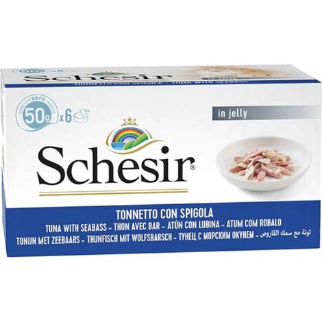 Cibo umido per gatti SCHESIR M-Pack Tonno e pesce persico 18x50g